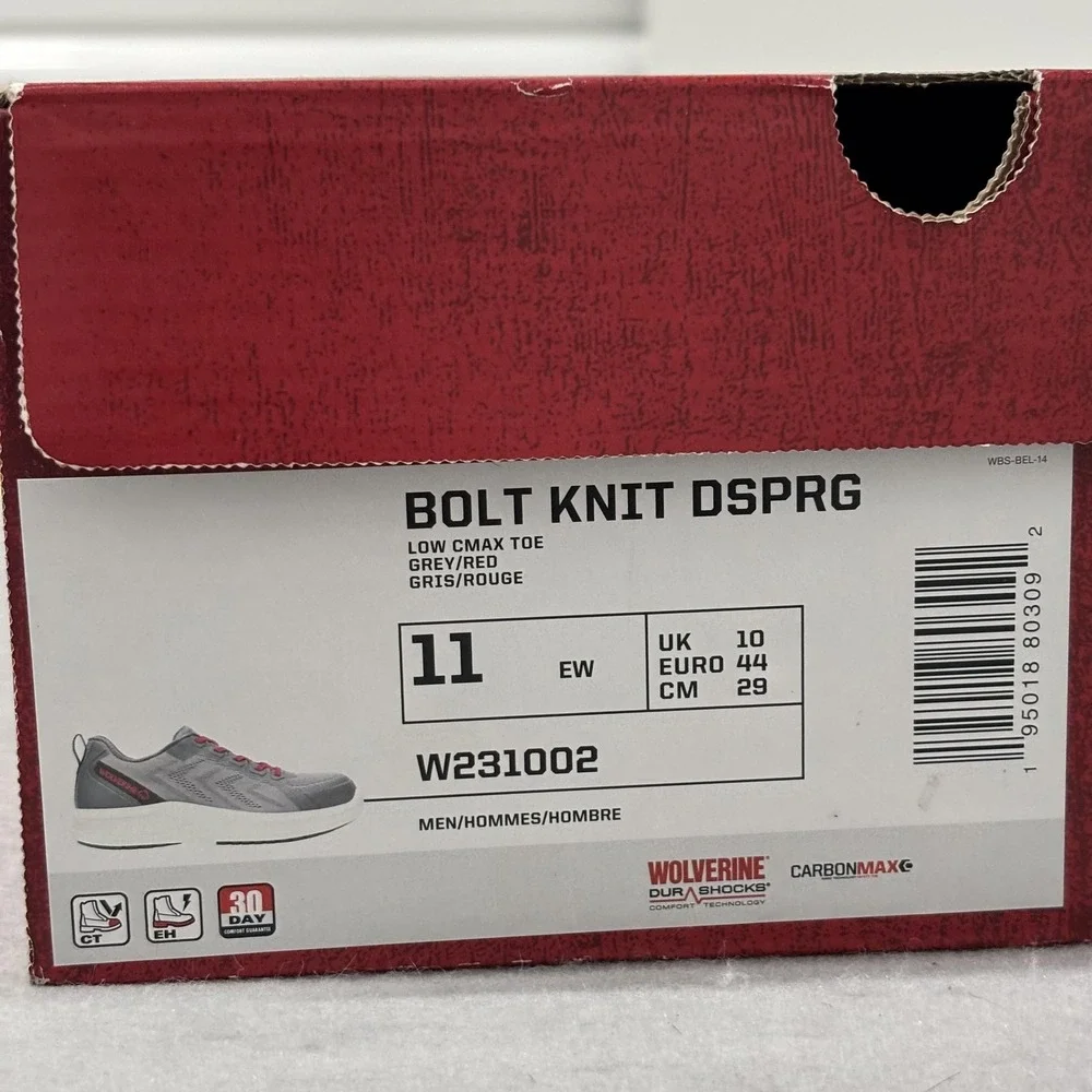 Wolverine Bolt Knit DSPRG Shoes Mens Size 11‎ EW Grey Red Work CarbonMAX Toe